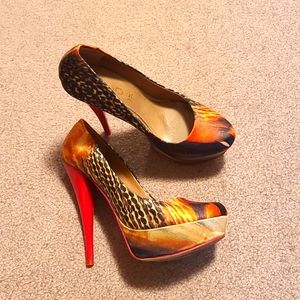 Multi coloured platform heels